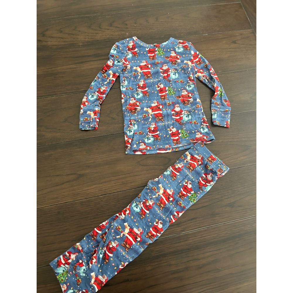 Posh Peanut Kids Blue Santa Claus Christmas Bamboo Pajama Set 3T-4T Holiday